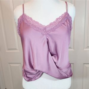 And Now This womens camisole large adjustable straps lace trim  detail pink